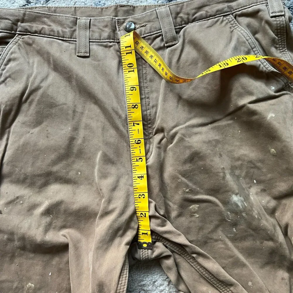 Carhartt Carpenter Pants Mens 38x36 Brown Relaxed Fit Workwear Distressed Painte